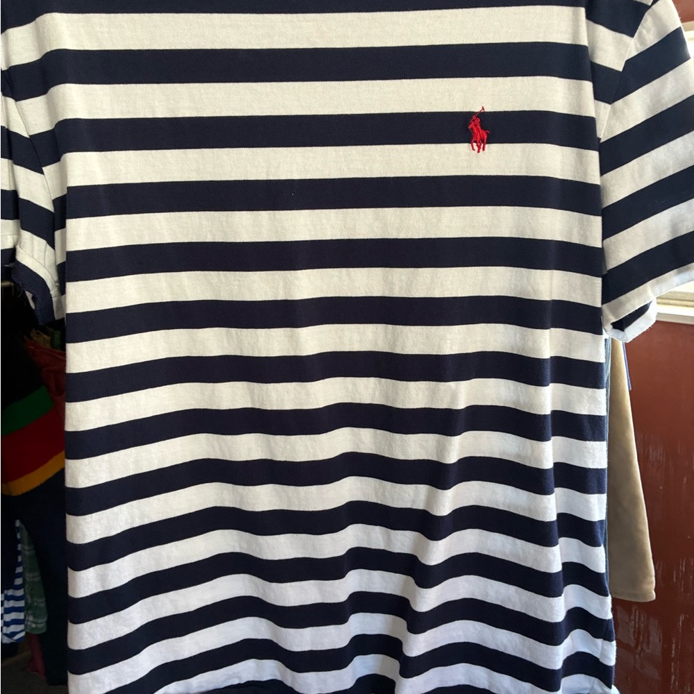 Navy and White Striped Men's Shirt. POLO RALPH LAUREN  MEDIUM. NWOT